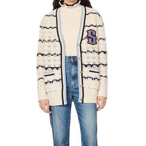 Sandro ludvik crochet logo patch cardigan size 2